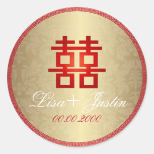 Adesivo Redondo PixDezines dupla felicidade chinesa