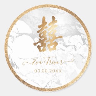 Adesivo Redondo PixDezines dupla felicidade mármore dourado falso