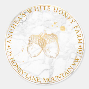 Adesivo Redondo PixDezines FAUX ACORNS DOURADOS+MARBLE