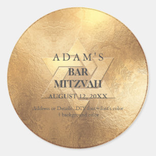Adesivo Redondo PixDezines Faux Bar Dourado Mitzvah / Bat Mitzvah