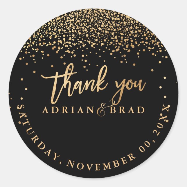 Adesivo Redondo PixDezines Faux Dourada Confetti | Cor do moinho (Frente)