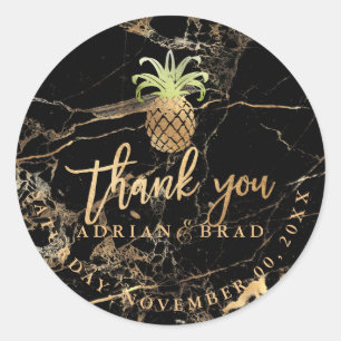 Adesivo Redondo PixDezines Faux Dourado Abacaxi/Mármaco Dourado Pr