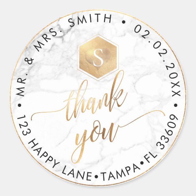 Adesivo Redondo PixDezines FAUX DOURADO HONEYCOMB, MONOGRAM OBRIGA (Frente)