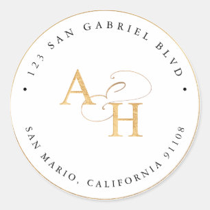 Adesivo Redondo PixDezines Faux Monograma Dourado + Ampersand