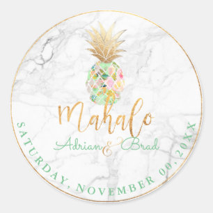 Adesivo Redondo PixDezines Faux Pineapple/Mint/Marble Dourado