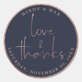 Adesivo Redondo PixDezines FAUX ROSA DOURADO LOVE+OBRIGADOS|DIY CO