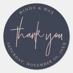 Adesivo Redondo PixDezines FAUX ROSA DOURADO OBRIGADO  CORRER COR