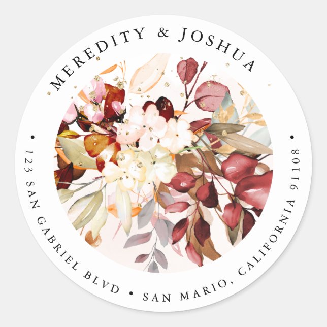 Adesivo Redondo PixDezines Ferrugem Botânica Elegante Eucalipto (Frente)