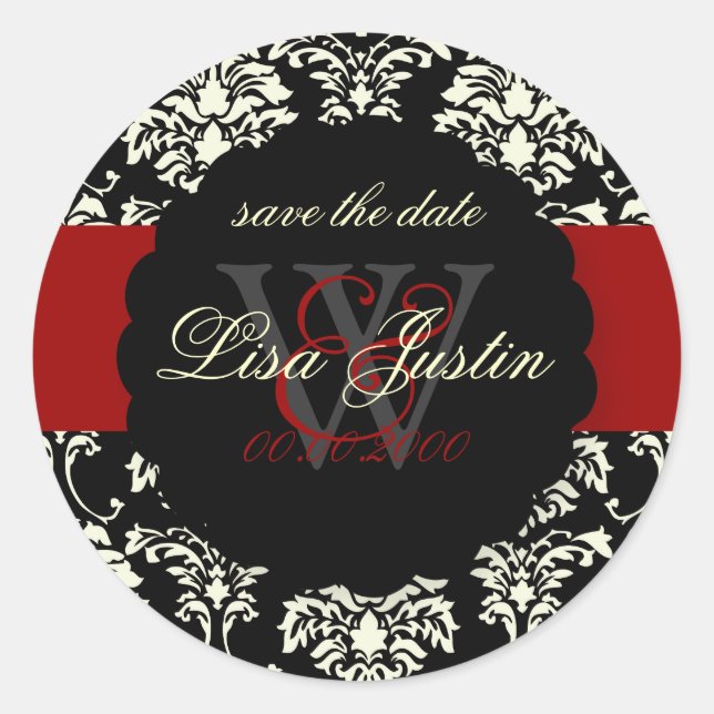 Adesivo Redondo PixDezines Florentius Damask/Black+Red (Frente)