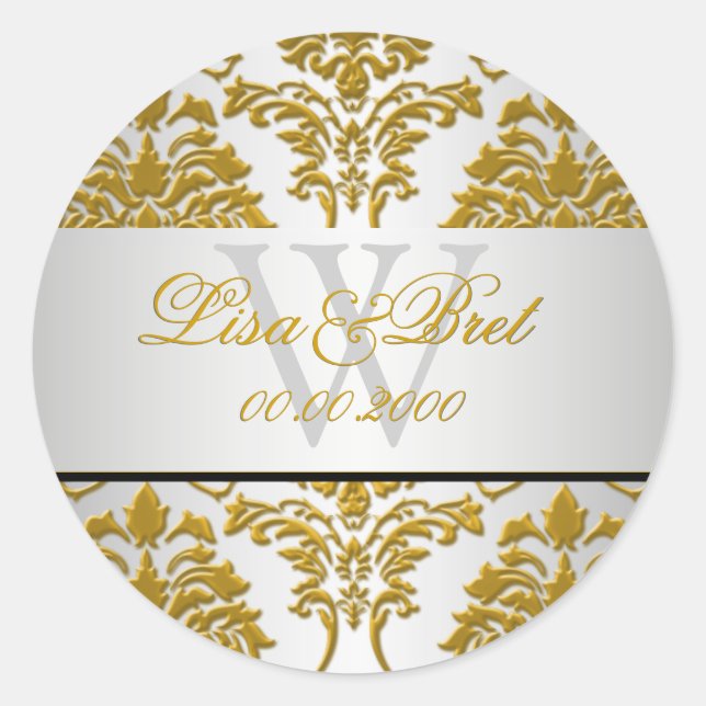 Adesivo Redondo PixDezines florentius damask/faux metálico (Frente)