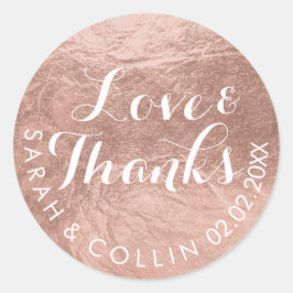 Adesivo Redondo PixDezines folha falsa/Rosa Dourado/obrigado/texto