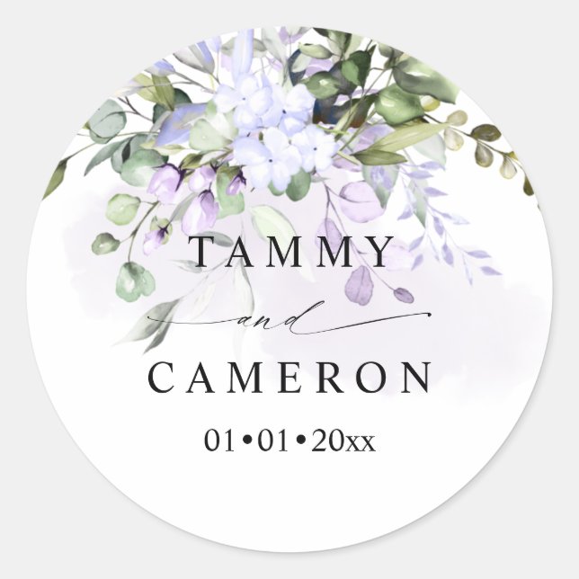 Adesivo Redondo PixDezines Goma Púrpura Dusta Púrpura Eucalipto (Frente)