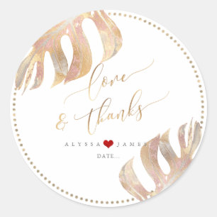 Adesivo Redondo PixDezines Greenery, Faux Metallic Monstera