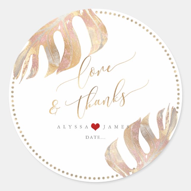 Adesivo Redondo PixDezines Greenery, Monstera Metálica Faux (Frente)