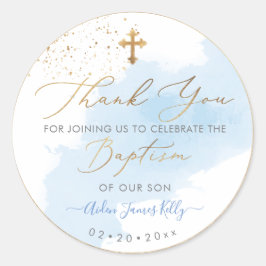 Adesivo Redondo PixDezines H2 Blue Dust Baptism Obrigado