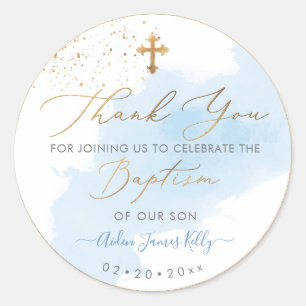 Adesivo Redondo PixDezines H2 Blue Dust Baptism Obrigado