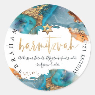 Adesivo Redondo PixDezines H2 Galaxy Abstrato moderno Bar Mitzvah