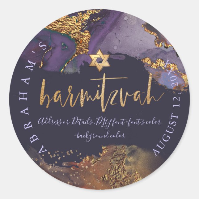 Adesivo Redondo PixDezines H2 Galaxy Abstrato moderno Bar Mitzvah (Frente)