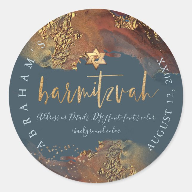 Adesivo Redondo PixDezines H2 Galaxy Abstrato moderno Bar Mitzvah  (Frente)