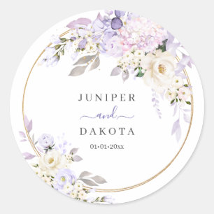 Adesivo Redondo PixDezines H2 Rosas de Hydrangeas Roxas