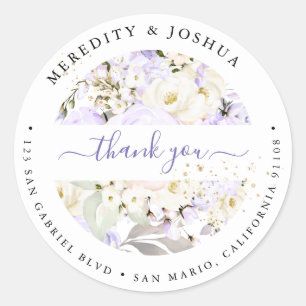 Adesivo Redondo PixDezines H2 Rosas Roxos de Hydrangea Cream