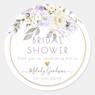 Adesivo Redondo PixDezines H2 Roxo Creme Rosas Folhagem Cor-de-ros