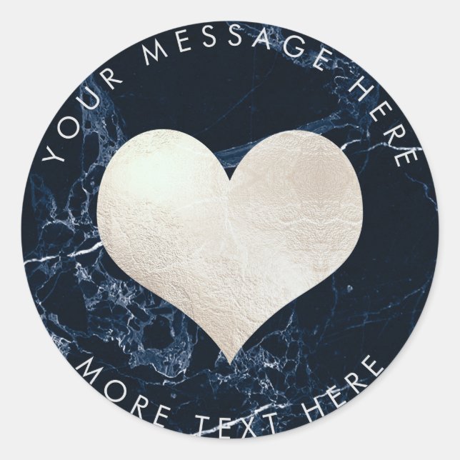 Adesivo Redondo PixDezines HEART FAUX SILVER+MARBLE (Frente)