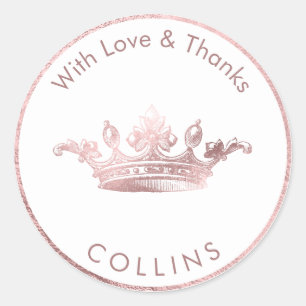 Adesivo Redondo PixDezines Imperial Crown/Faux Rosa Dourado