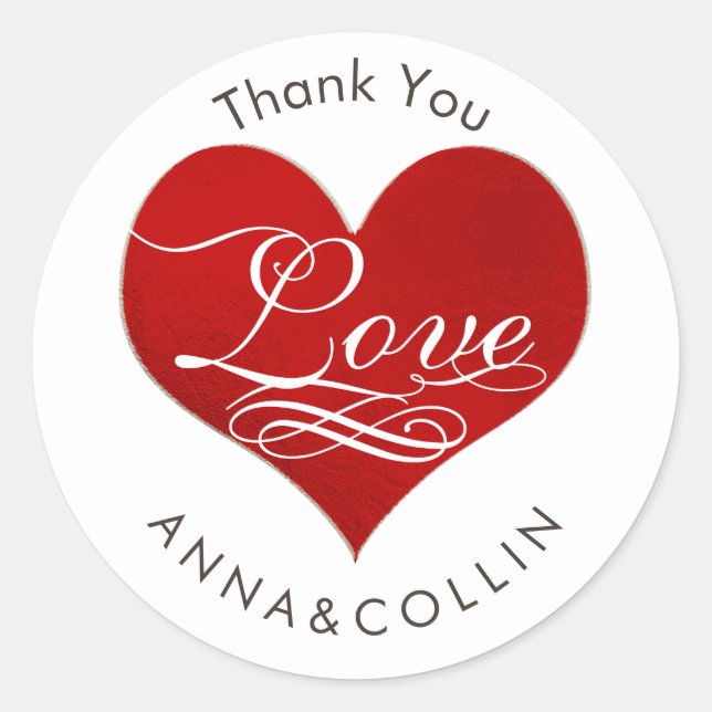 Adesivo Redondo PixDezines Love/Red Heart/Obrigado (Frente)