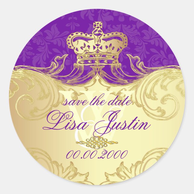 Adesivo Redondo PixDezines Marie Antoniette/DIY roxo real (Frente)