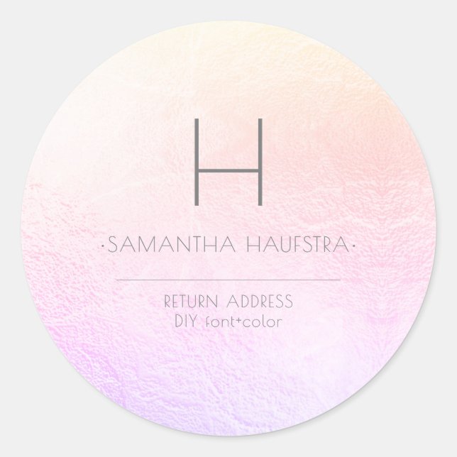 Adesivo Redondo PixDezines Monograma Amêijoa Escamoteada Folha (Frente)