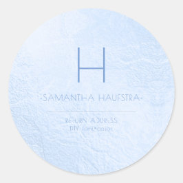 Adesivo Redondo PixDezines Monograma Azul Iridiscente