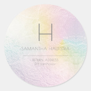 Adesivo Redondo PixDezines Monograma Cor Holográfico Falso Brilho