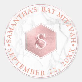 Adesivo Redondo PixDezines Monograma Falso favo de mel Rosa Mitzva