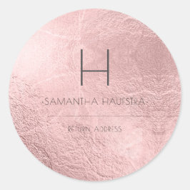 Adesivo Redondo PixDezines Monograma Faux Dourado Rosa Lamina