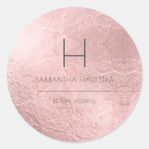 Adesivo Redondo PixDezines Monograma Faux Dourado Rosa Lamina