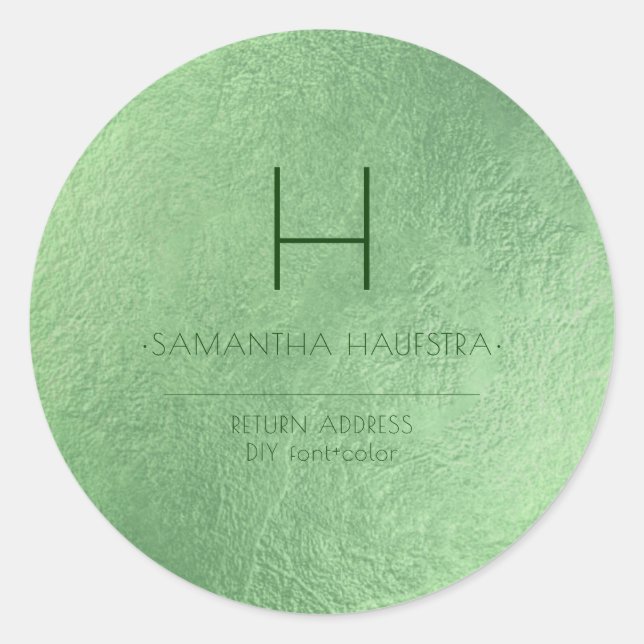 Adesivo Redondo PixDezines Monograma Iridescente Emerald Green (Frente)