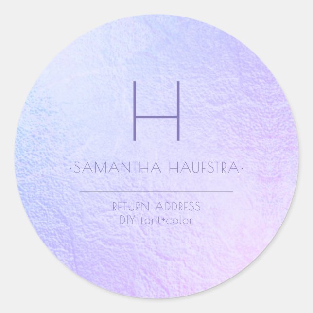 Adesivo Redondo PixDezines Monograma Iridescente Hydrangea+Violet (Frente)