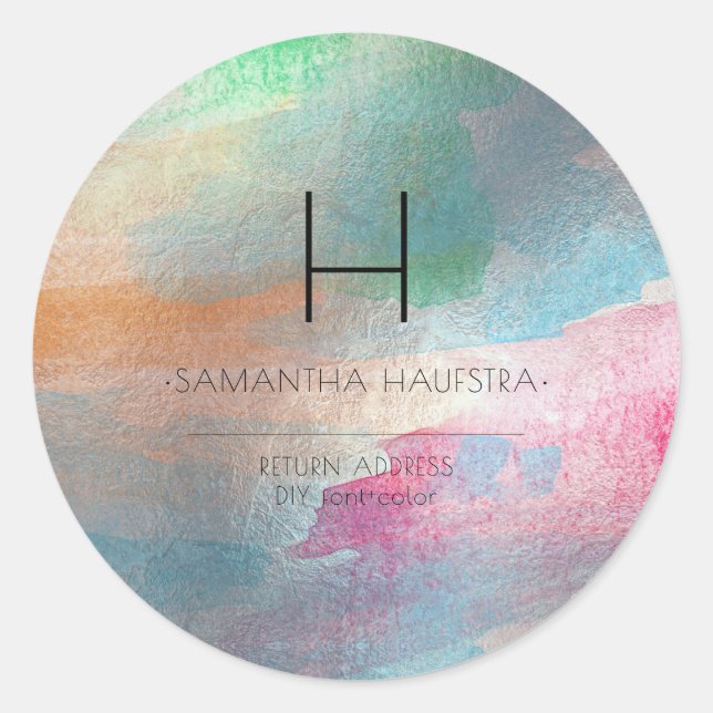 Adesivo Redondo PixDezines Monograma Iridescente Molchado (Frente)