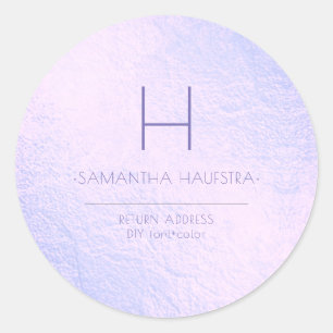 Adesivo Redondo PixDezines Monograma Lilac+Lavanda Iridescente