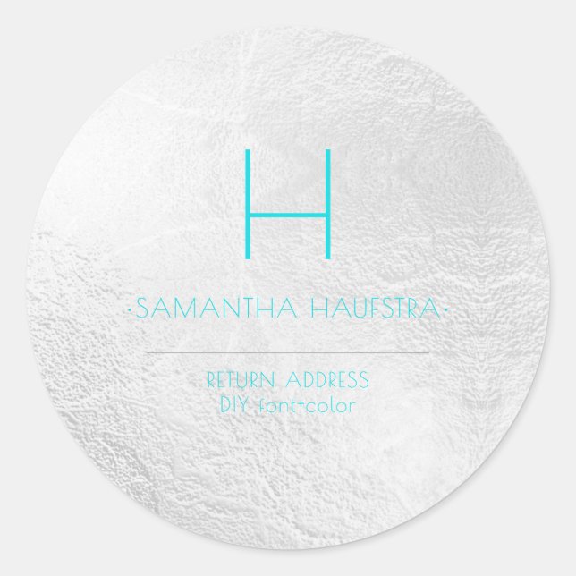 Adesivo Redondo PixDezines Monograma Platinum+Aqua (Frente)