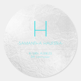 Adesivo Redondo PixDezines Monograma Platinum+Aqua