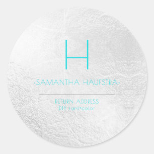 Adesivo Redondo PixDezines Monograma Platinum+Aqua