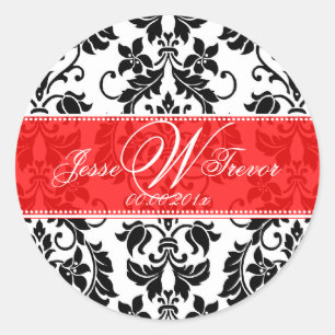 Adesivo Redondo PixDezines Monograma Tanza Damask, fundo DIY