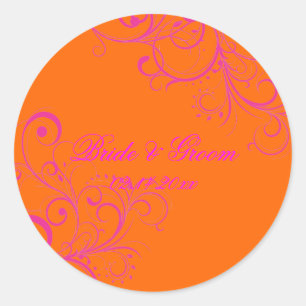 Adesivo Redondo PixDezines Orange + Pink Swirls