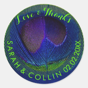 Adesivo Redondo PixDezines pavão/azul de cobalto/verde-neon