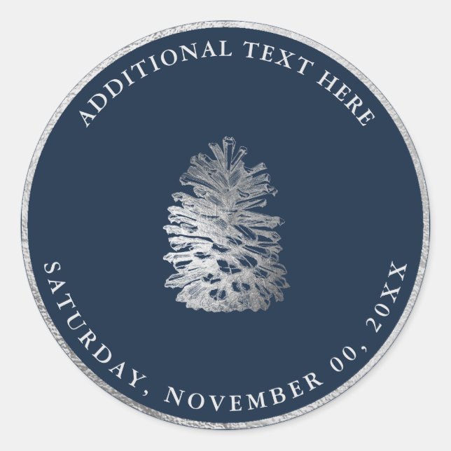 Adesivo Redondo PixDezines PINECONE FAUX SILVER|FAZER ANTECEDENTES (Frente)