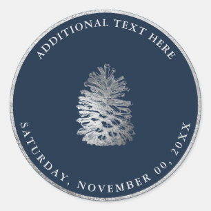 Adesivo Redondo PixDezines PINHA DE PINHEIRO FALSA PRATA FUNDO PAR