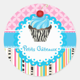Adesivo Redondo PixDezines redemoinhos de mirtilo cupcake/DIY cor