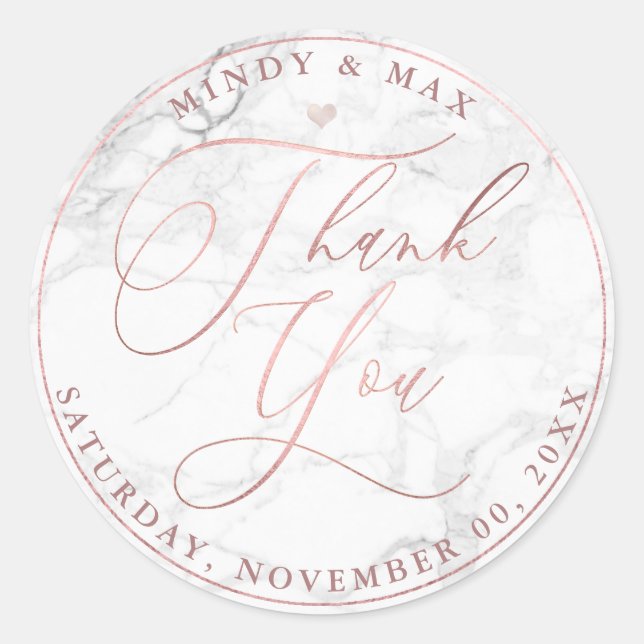 Adesivo Redondo PixDezines ROSE GOLD ROMÂNTICO ESCRITA AGRADECEMOS (Frente)